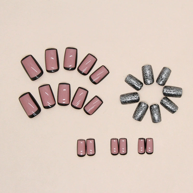 No.F345 Black Hollow Fingernails Patch 24pcs/Set