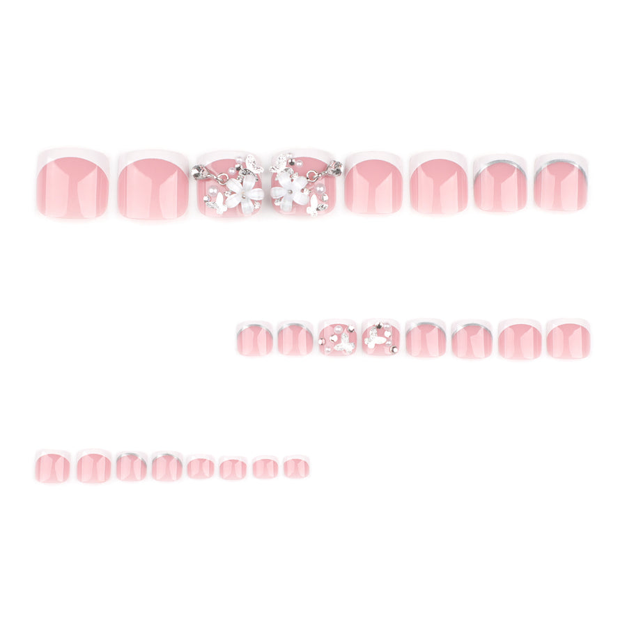 No.626 Flower Pearls Toenails Patch 24pcs/Set