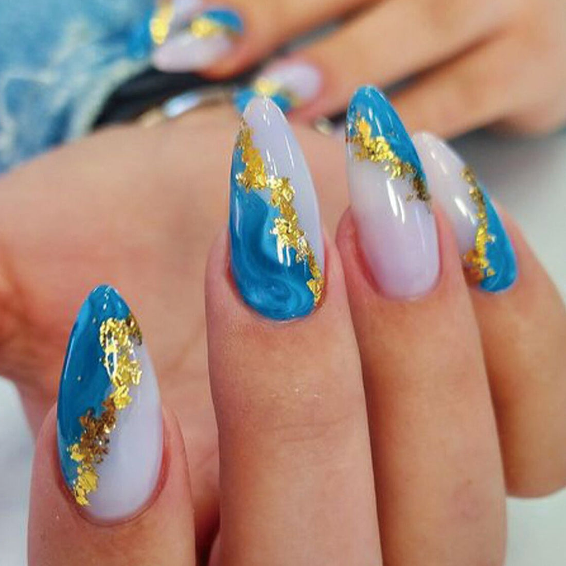 No.F511 Blue Fingernails Patch 24pcs/Set