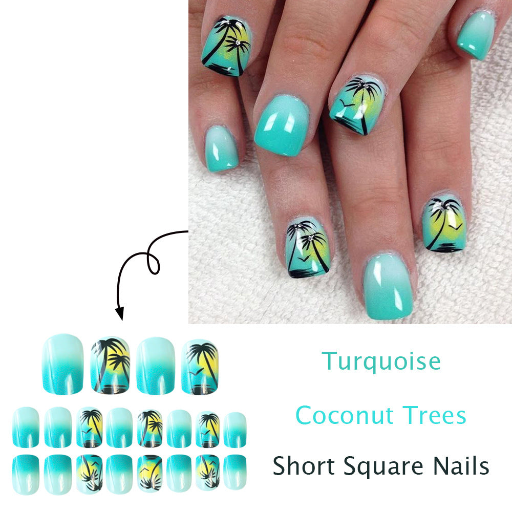 No.BH48 Coconut Trees Fingernails Patch 24pcs/Set