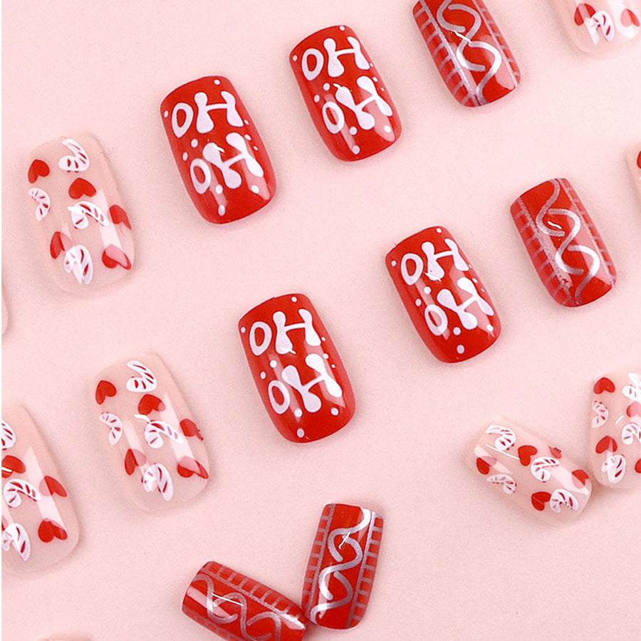 No.CM39 Christmas Red Fingernails Patch 24pcs/Set