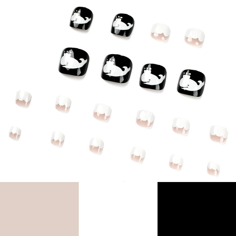 No.412 Black &White Whale Toenails Patch 24pcs/Set