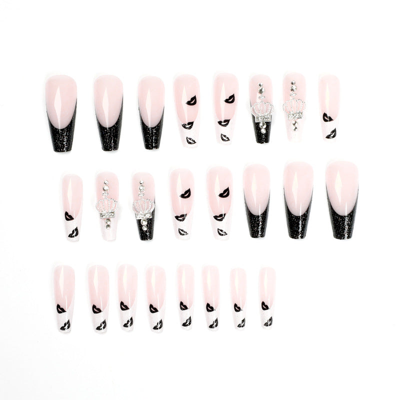 No.F179 Black&White Long Fingernails Patch 24pcs/Set