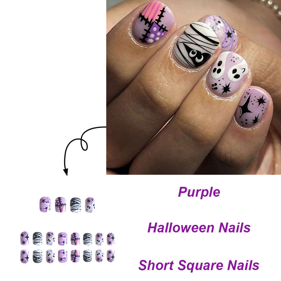 No.AW2 Halloween Mummy Ghost Fingernails Patch 24pcs/Set