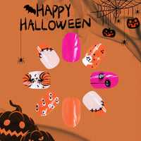 No.AW39 Halloween Pumpkin Orange Fingernails Patch 24pcs/Set