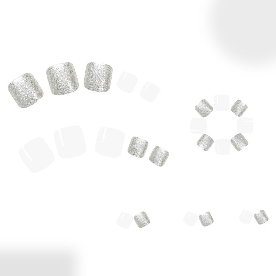 No.636 Silver Glitter Toenails Patch 24pcs/Set