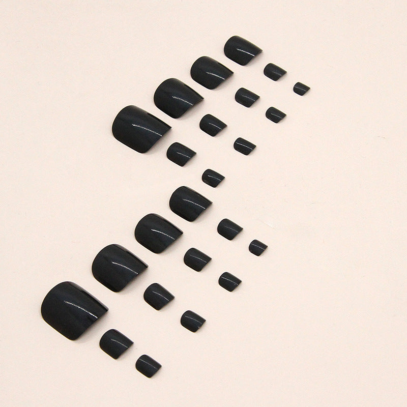 No.139 Black Glossy Press On Toenails 24pcs/Set