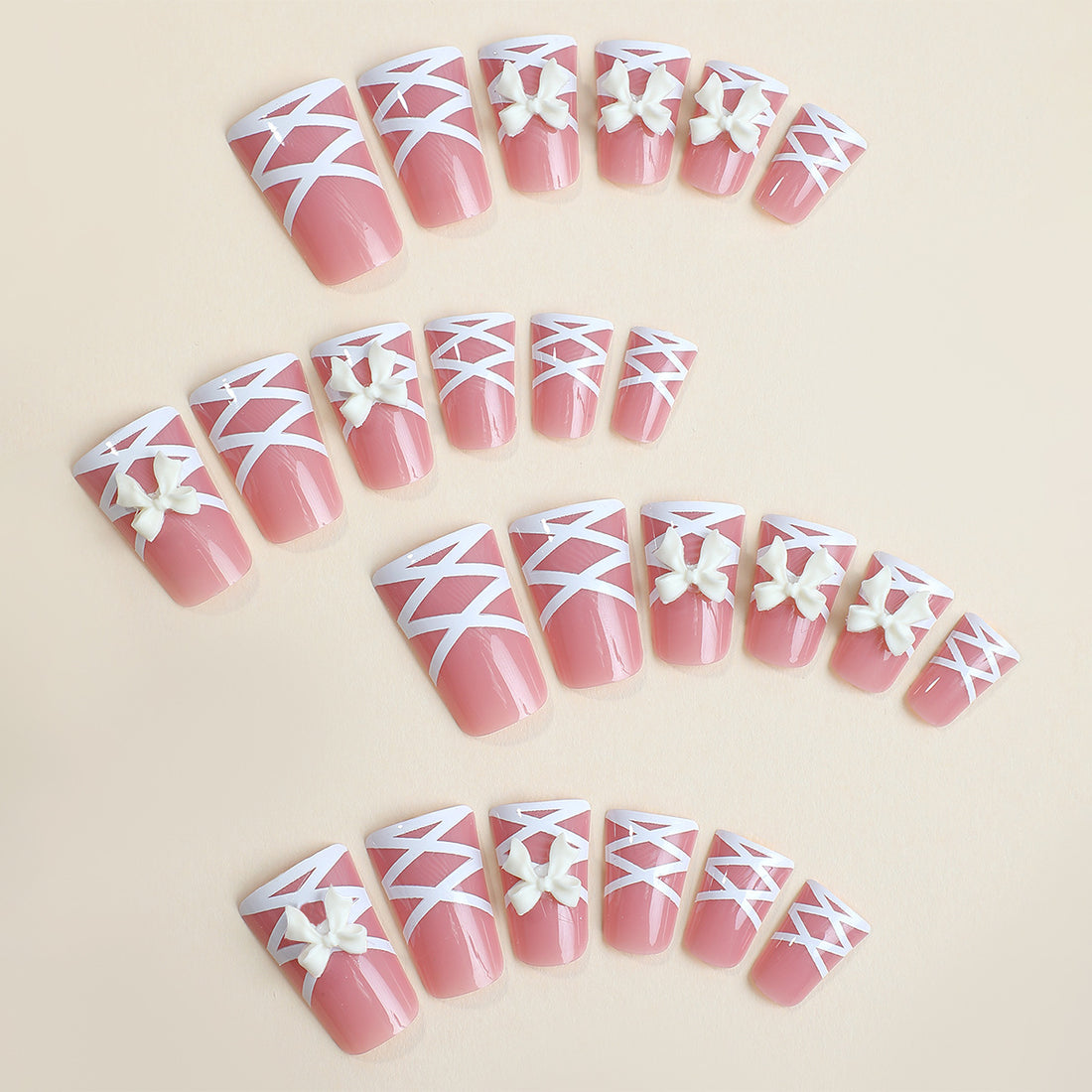 No.VN23 Lace Bow Fingernails Patch 24pcs/Set