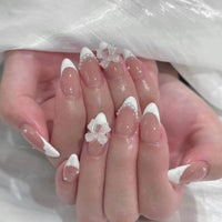 No.F272 Almond Bow Fingernails Patch 24pcs/Set