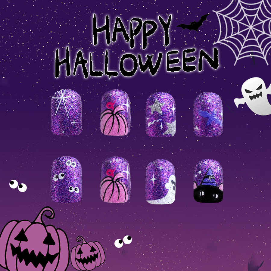 No.AW37 Halloween Purple Fingernails Patch 24pcs/Set