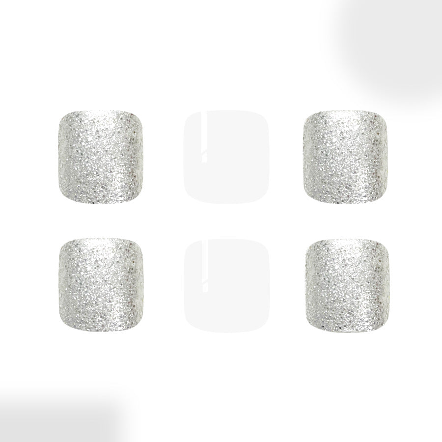 No.636 Silver Glitter Toenails Patch 24pcs/Set