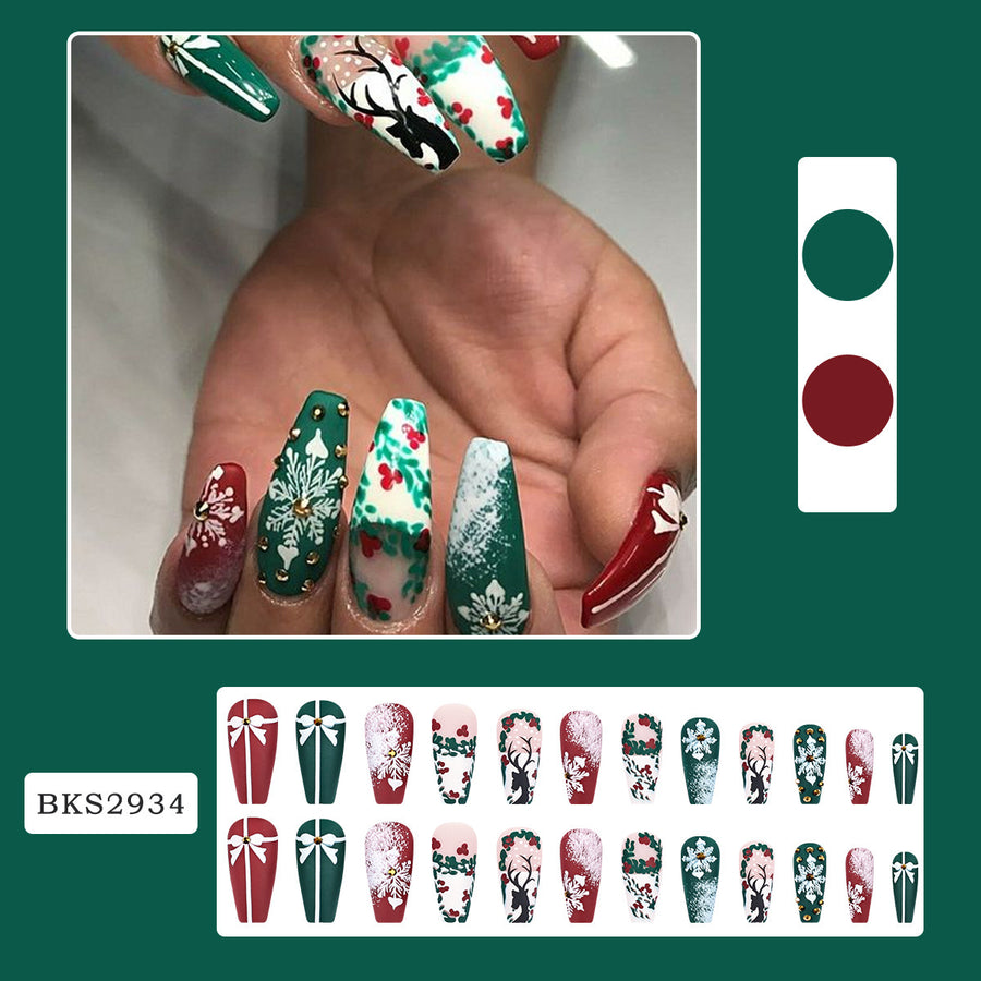 No.CM66 Christmas Elk Snowflake Fingernails Patch 24pcs/Set