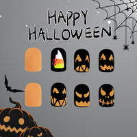 No.AW47 Halloween Orange Fingernails Patch 24pcs/Set