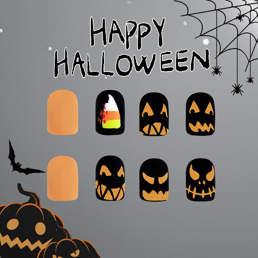 No.AW47 Halloween Orange Fingernails Patch 24pcs/Set