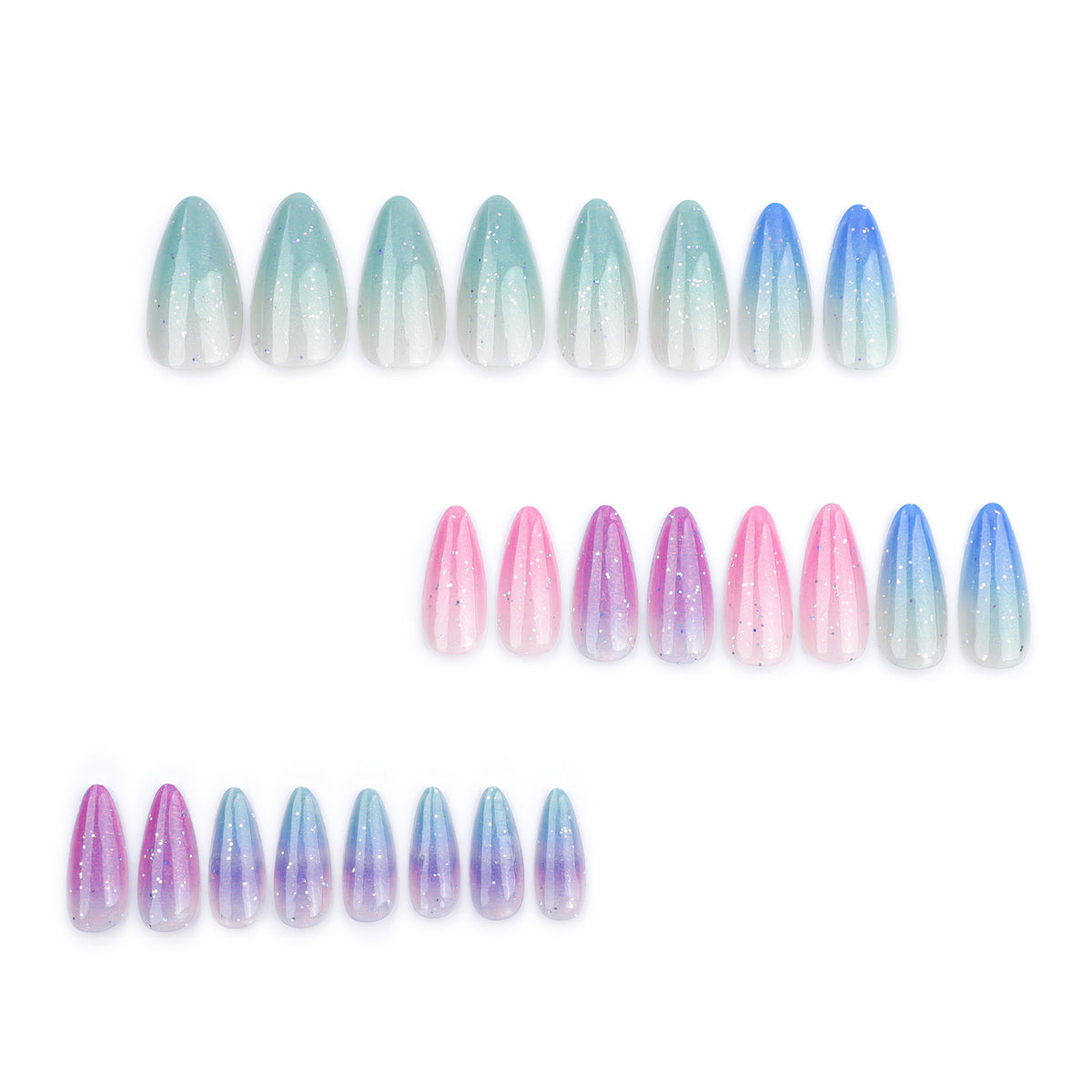 No.F809 Colorful Gradient Fingernails Patch 24pcs/Set