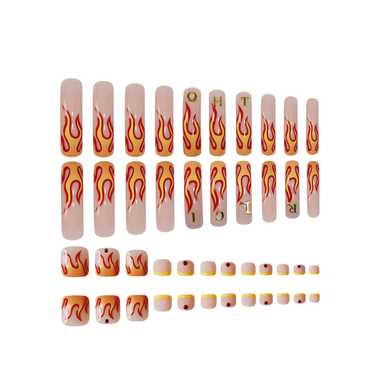 No.PSN200 Flame Letters Hand & Toe Pair Set-48pcs