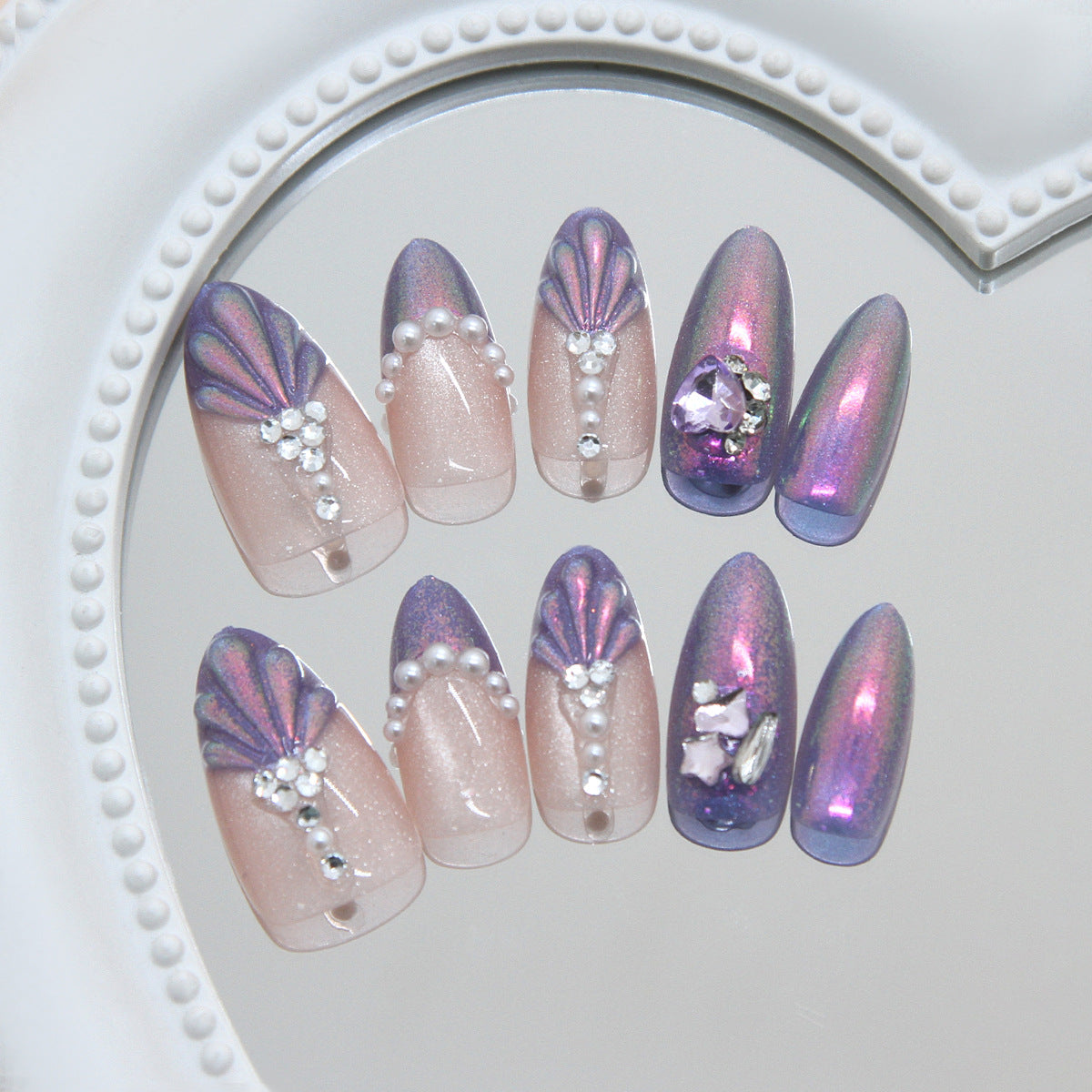 No.F627 Purple Cat's Eye Fingernails Patch 24pcs/Set