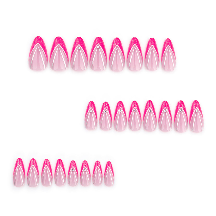 No.F228 V-shaped Red Fingernails Patch 24pcs/Set