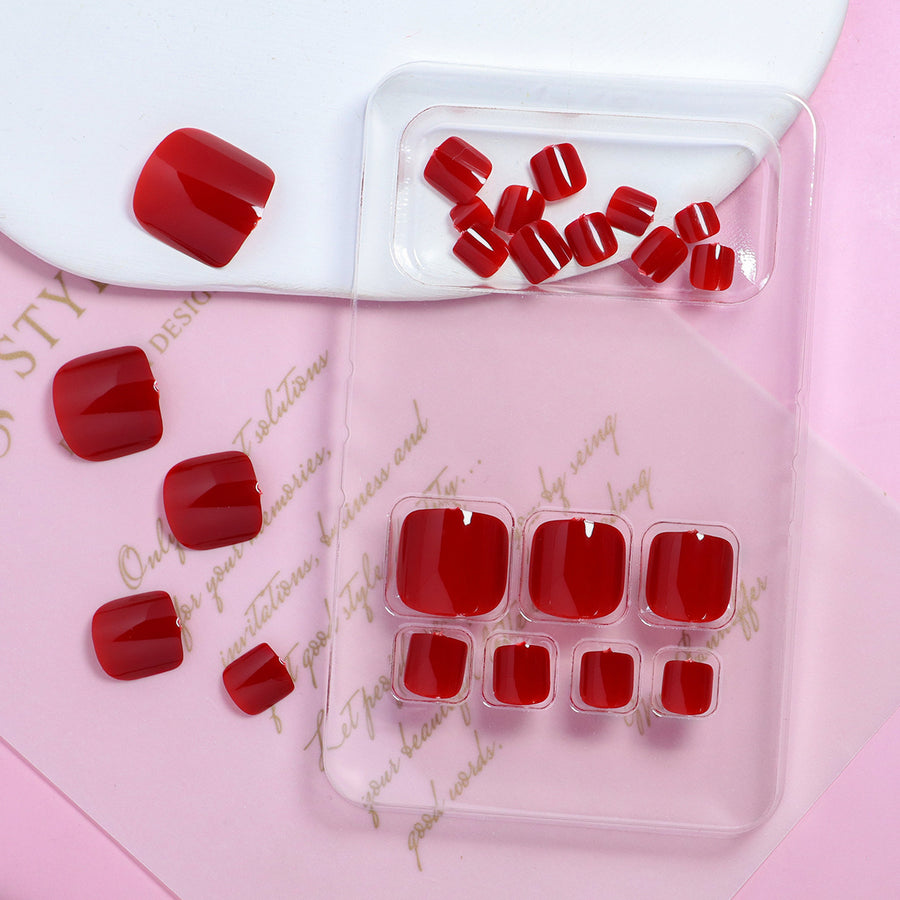 No.338 Fashion Red Toenails Patch 24pcs/Set