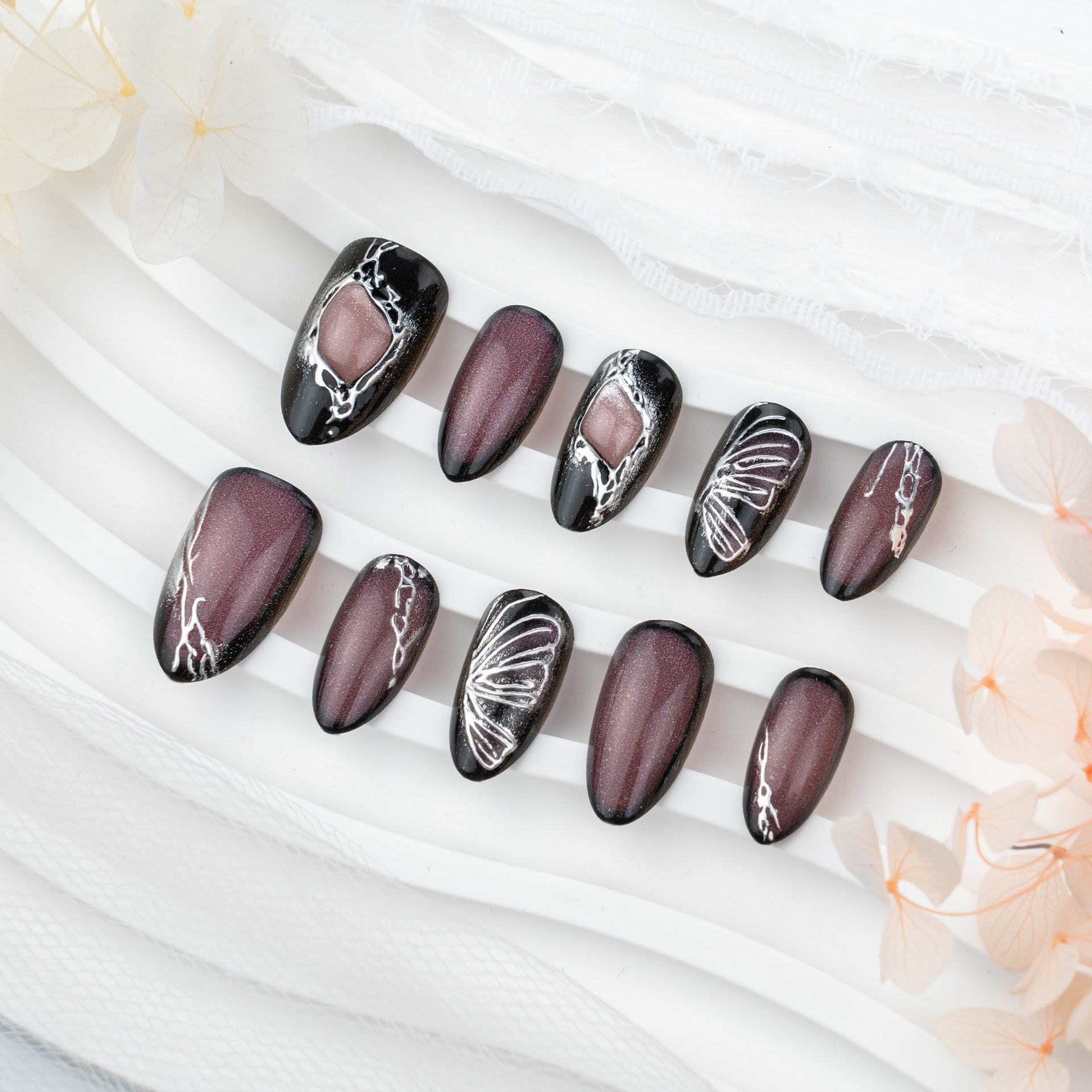 No.F816 Purple Butterfly Fingernails Patch 30pcs/Set