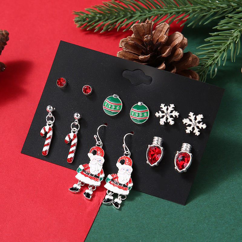 No.JR12 6 pairs/set Christmas Earrings Set