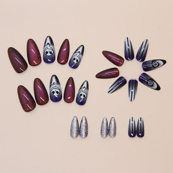 No.PSN172 Halloween Purple Cat's Eye Hand & Toe Pair Set-48pcs