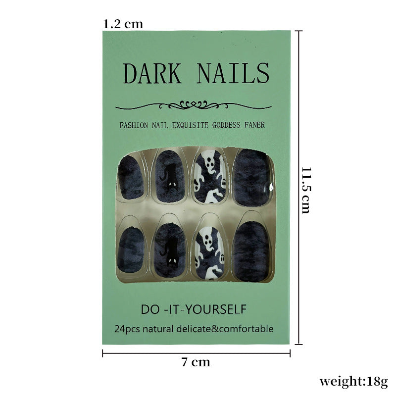 No.AW125 Halloween Dark Cat Fingernails Patch 24pcs/Set