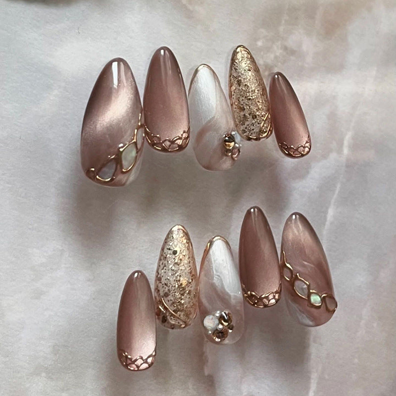 No.F516 Brown Cat's Eye Fingernails Patch 24pcs/Set