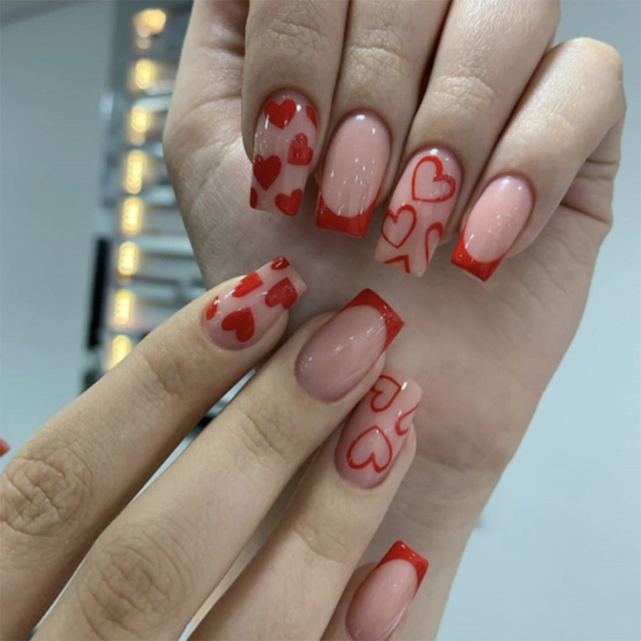 No.VN18 Red Love Fingernails Patch 24pcs/Set