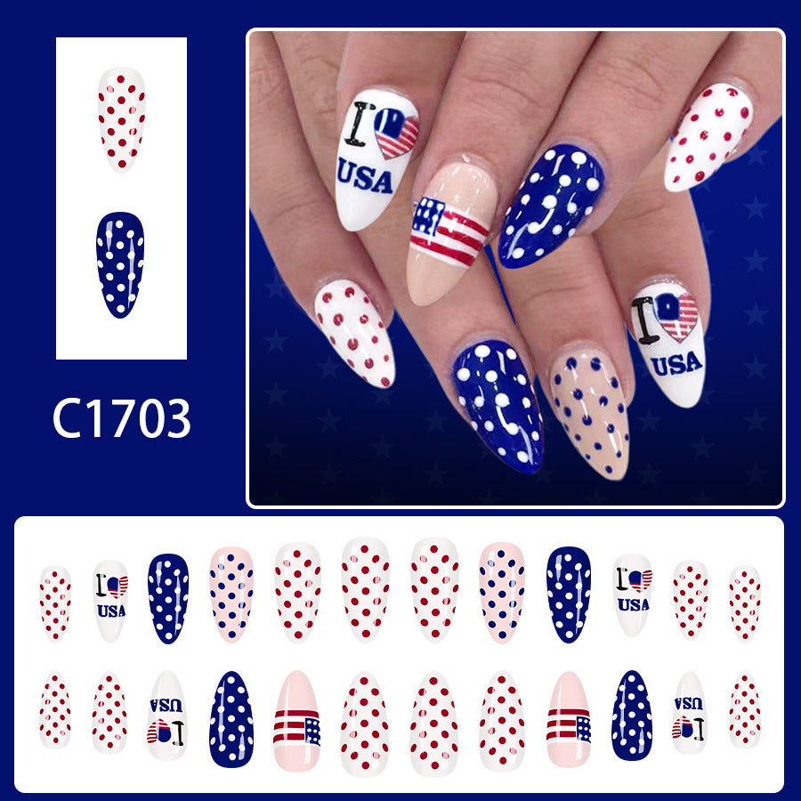 No.JNU1 Blue Flag Fingernails Patch 24pcs/Set