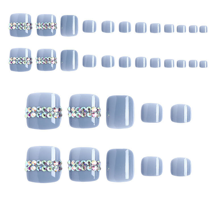 No.161 Gray-blue Diamond-shaped Toenails Patches 24pcs/Set