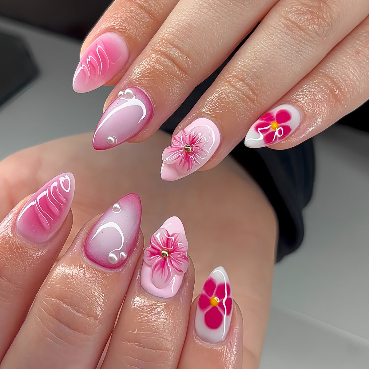No.F675 Flower Fingernails Patch 24pcs/Set