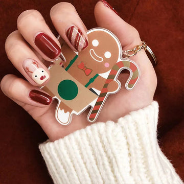 No.CM31 Christmas Burgundy Elk Fingernails Patch 24pcs/Set