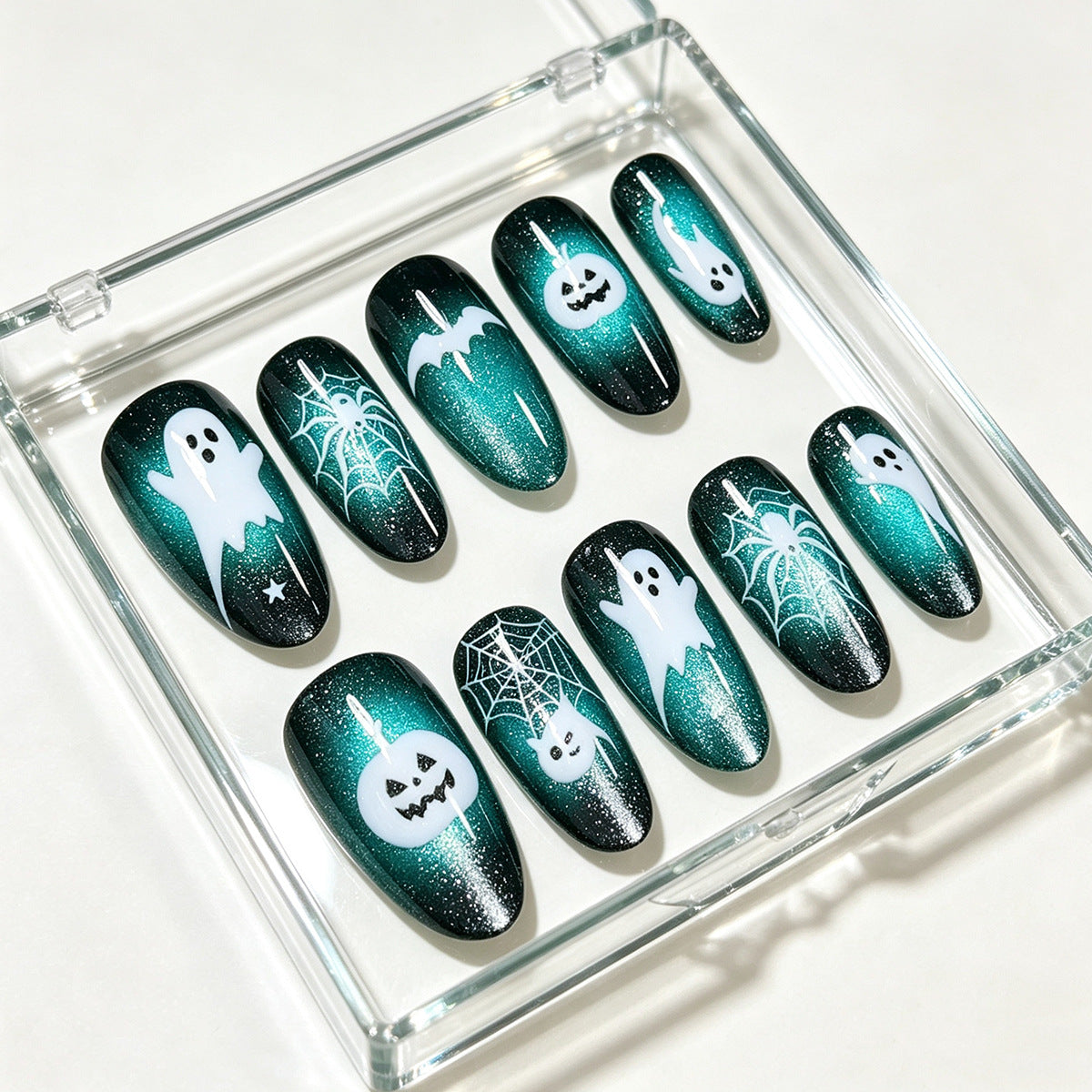 No.AW209 Ghost Spider Cat's Eye Halloween Fingernails Patch 24pcs/Set