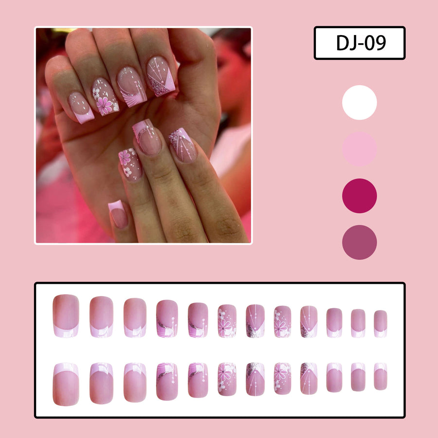 No.F141 Glitter Flowers Fingernails Patch 24pcs/Set