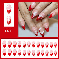 No.CM45 Christmas Glitter Bow Fingernails Patch 24pcs/Set