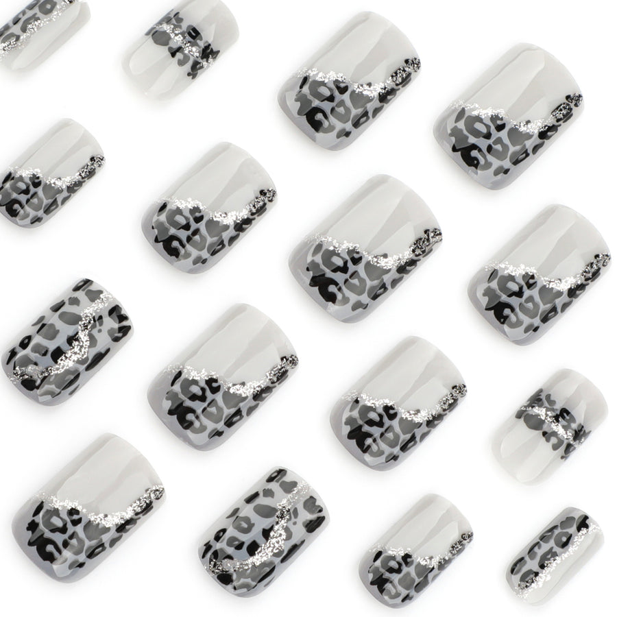 No.F227 Grey Leopard Print Fingernails Patch 24pcs/Set