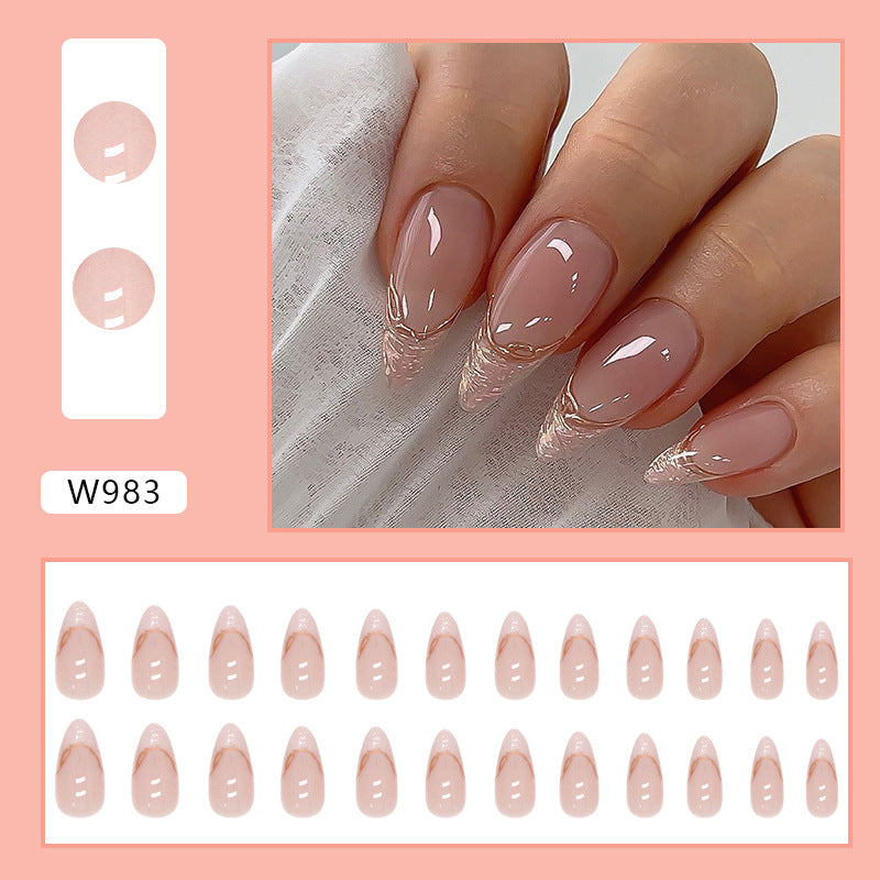 No.F97 Irregular Pearl Gold Edge Fingernails Patch 24pcs/Set