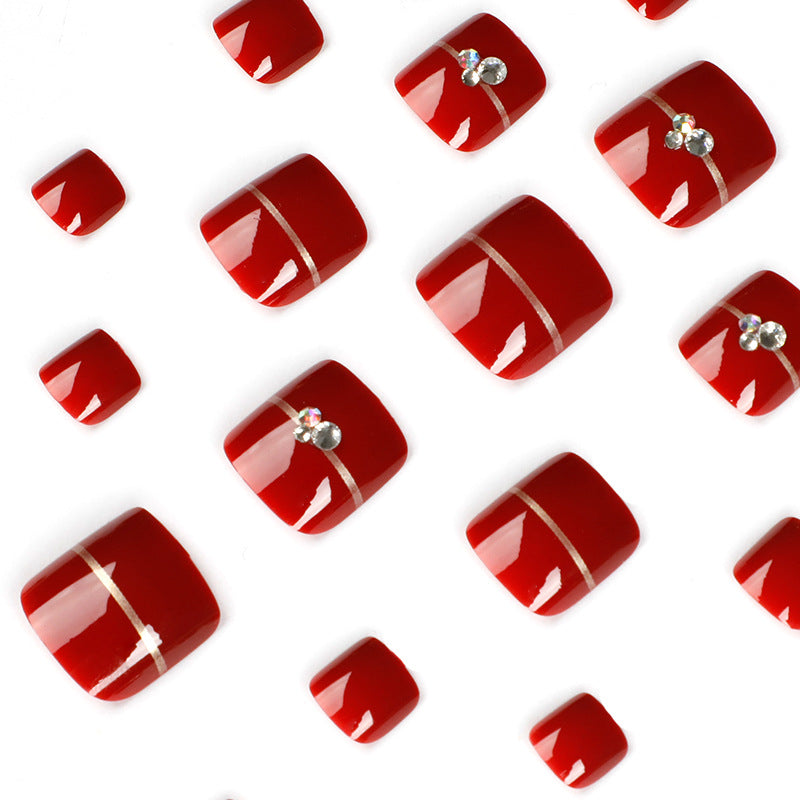 No.228 Wine Red Toenails Patch 24pcs/Set