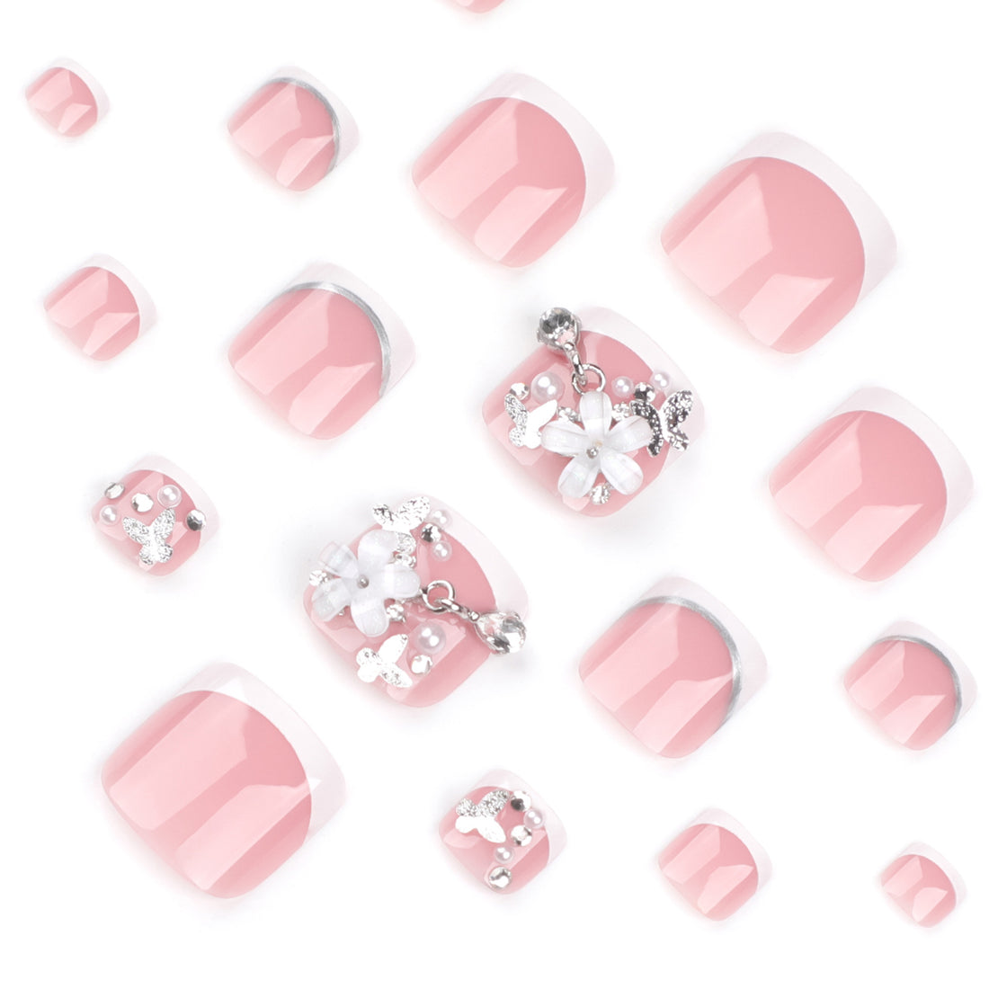 No.626 Flower Pearls Toenails Patch 24pcs/Set