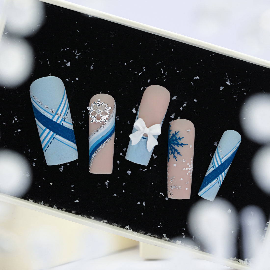 No.CM53 Christmas Snowflake Bow Fingernails Patch 24pcs/Set