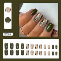 No.F114 Flash Line Army Green Fingernails Patch 24pcs/Set