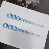 No.6 Light Blue Cat's EyeToenails 24pcs/Set