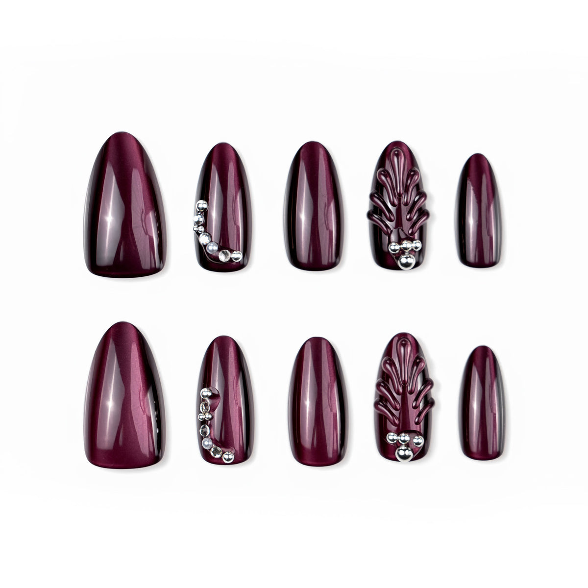 No.F814 Purple Cat's Eye Fingernails Patch 24pcs/Set