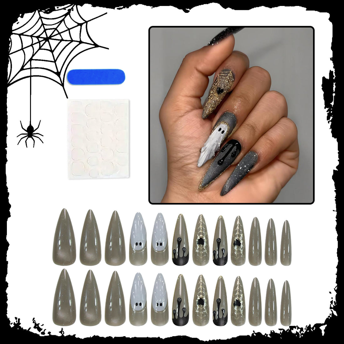 No.AW167 Halloween Ghost Fingernails Patch 24pcs/Set
