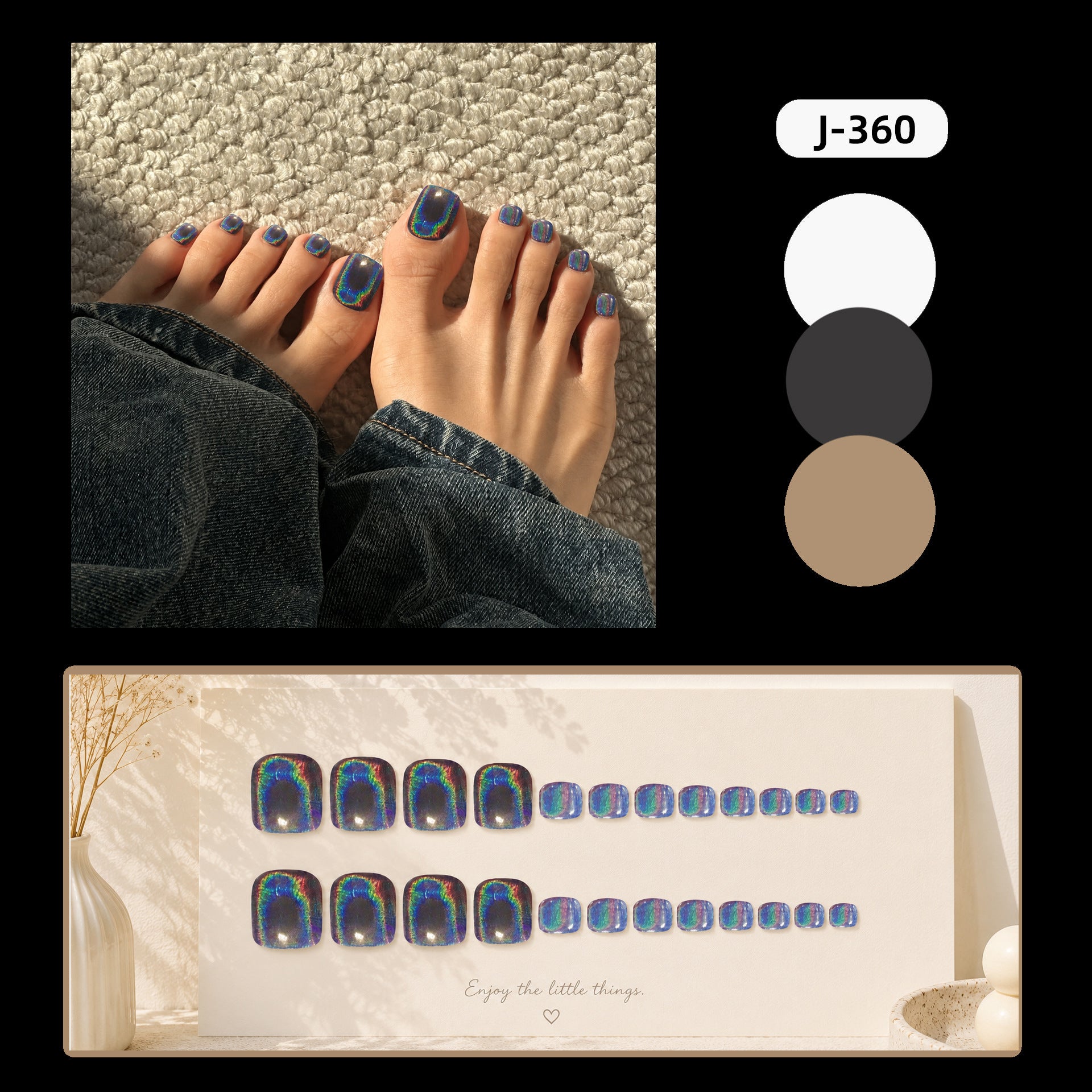 No.823 Dark Night Laser Toenails Patch 24pcs/Set