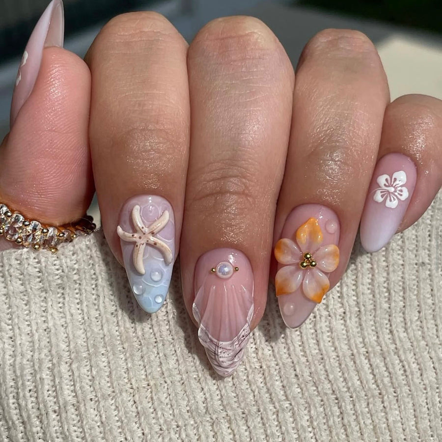No.BH13 Flower Starfish Fingernails Patch 24pcs/Set
