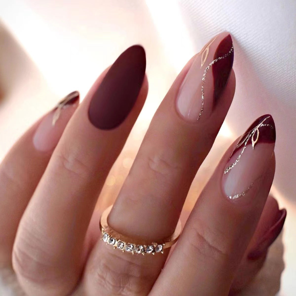 No.F676 Claret Fingernails Patch 24pcs/Set