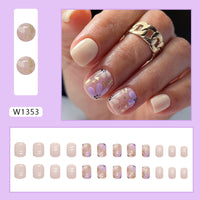 No.F85 Pure Purple Flowers Fingernails Patch 24pcs/Set