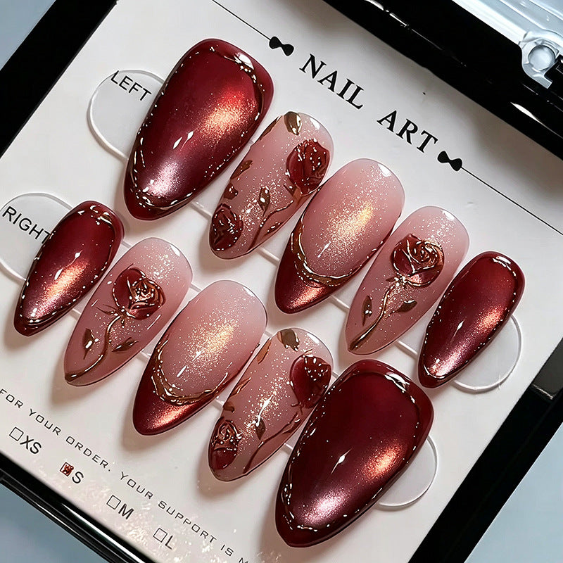 No.F870 Red Cat's Eye Fingernails Patch 24pcs/Set